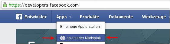 Die App bei Facebook hinzufügen